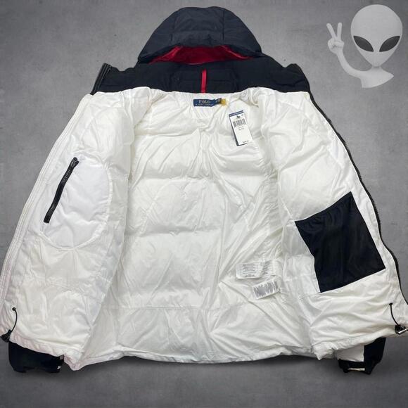 Polo Ralph Lauren XL White Black Duck Down Puffer Ski Jacket Big Pony NWT - Picture 6 of 8